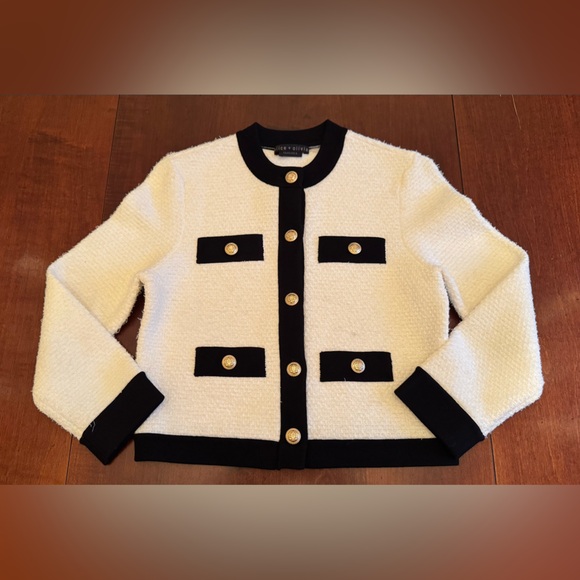 Alice + Olivia Black and Cream Knitwear CLAIRA CARDIGAN - Picture 6 of 8